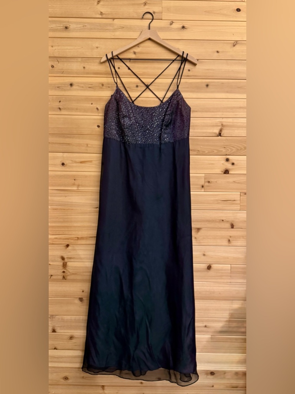 VNTG Faviana Large Iridescent Purple Green Strappy Prom Dress Whimsigoth Fairy
